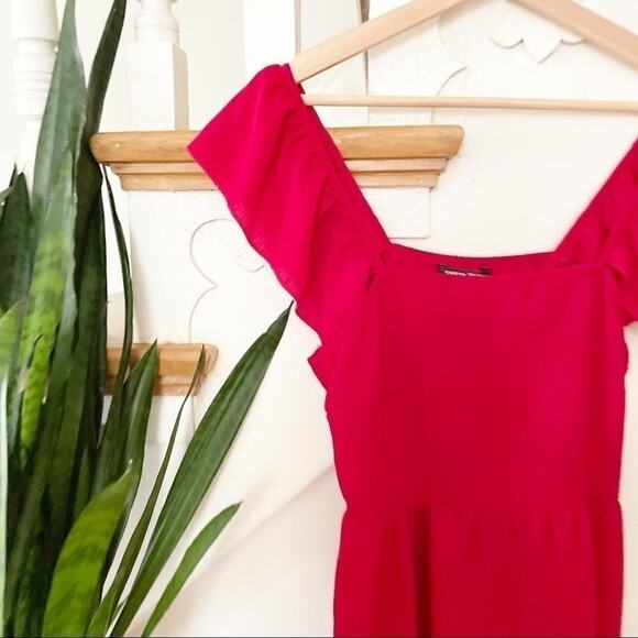 SHEIN Women's Red Off The Shoulder Ruffle Sleeve Sheath Dress Size 6 - Picture 2 of 6